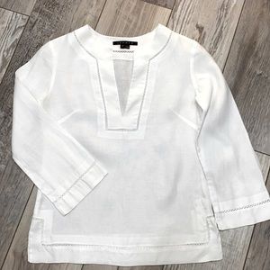 Theory women’s white linen petite tunic top.